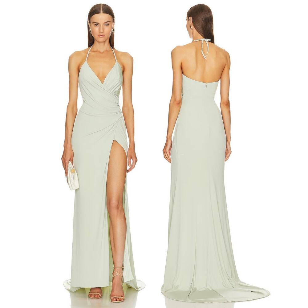 Katie May Jupiter Gown Maxi Halter Train Formal Gala Party Prom Hoco Evening L